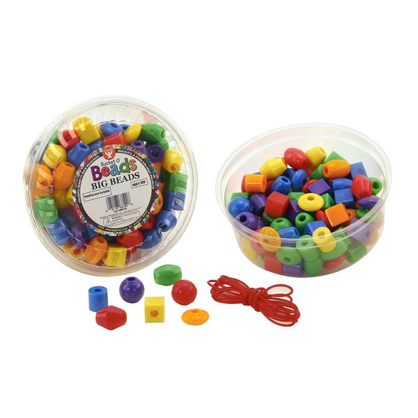 Hygloss Products Bucket O Beads, Big Beads w/Lacing Lanyard, 16 oz. Opaque Assortment 68100